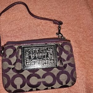 Coach Poppy Purple and Tan Wristlet